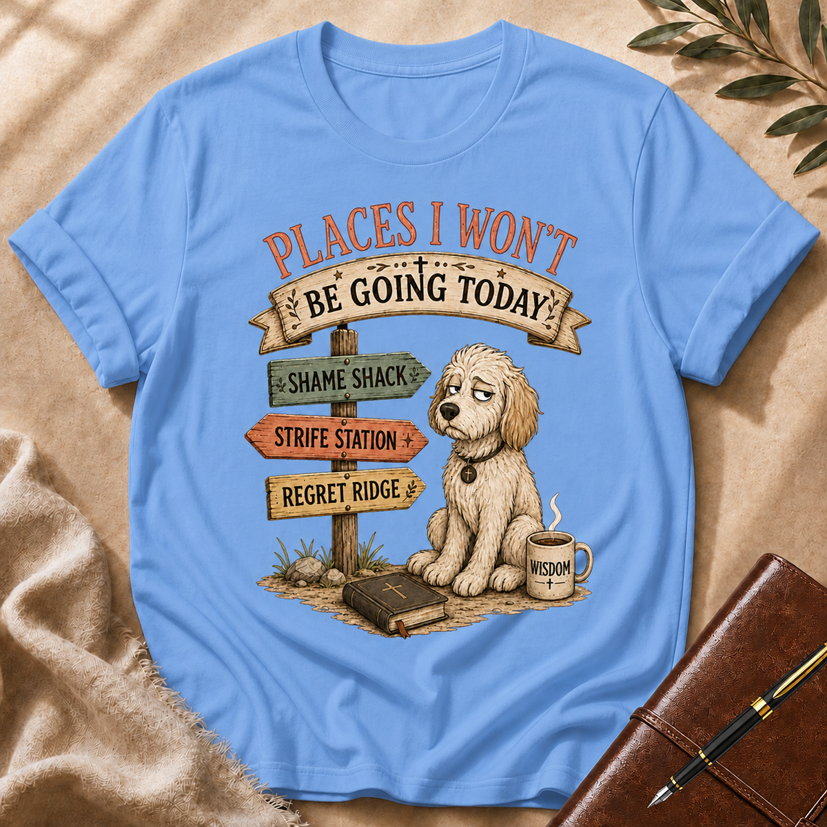 Places I Won’t Go Today — Regret Ridge Gray Orange Accent T-Shirt