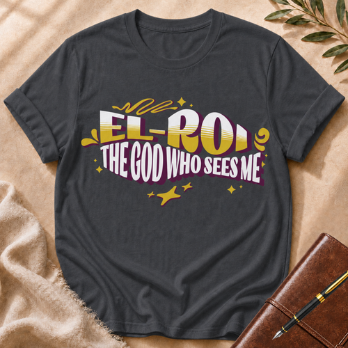 El-Roi - The God Who Sees Me Gray Yellow Accent T-Shirt