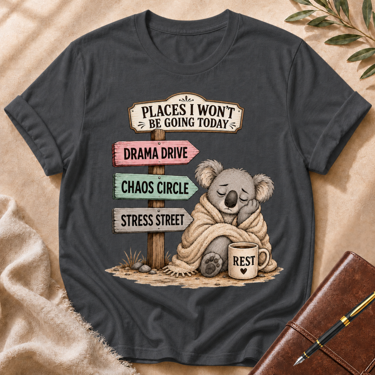Places I Won’t Go Today — Drama Drive Wide Board Version T-Shirt