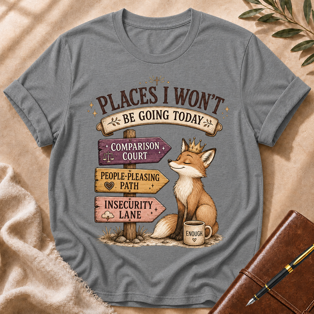Places I Won’t Go Today — Comparison Court Black Accent T-Shirt