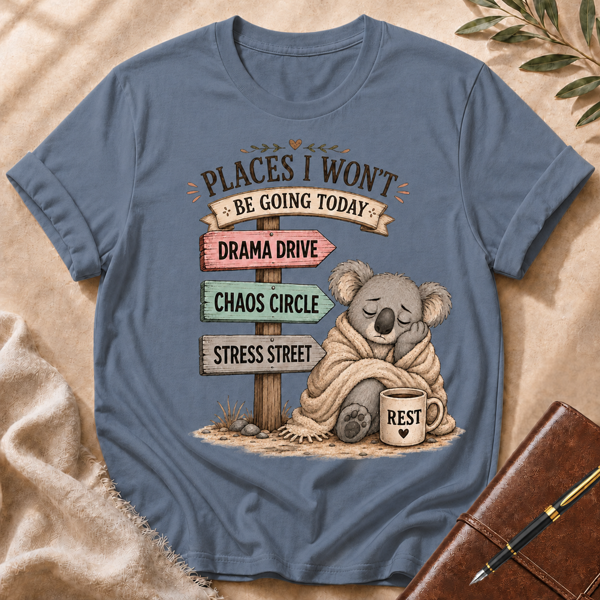 Places I Won’t Go Today — Drama Drive Black Accent T-Shirt