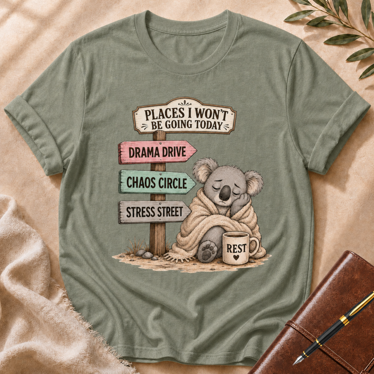 Places I Won’t Go Today — Drama Drive Wide Board Version T-Shirt
