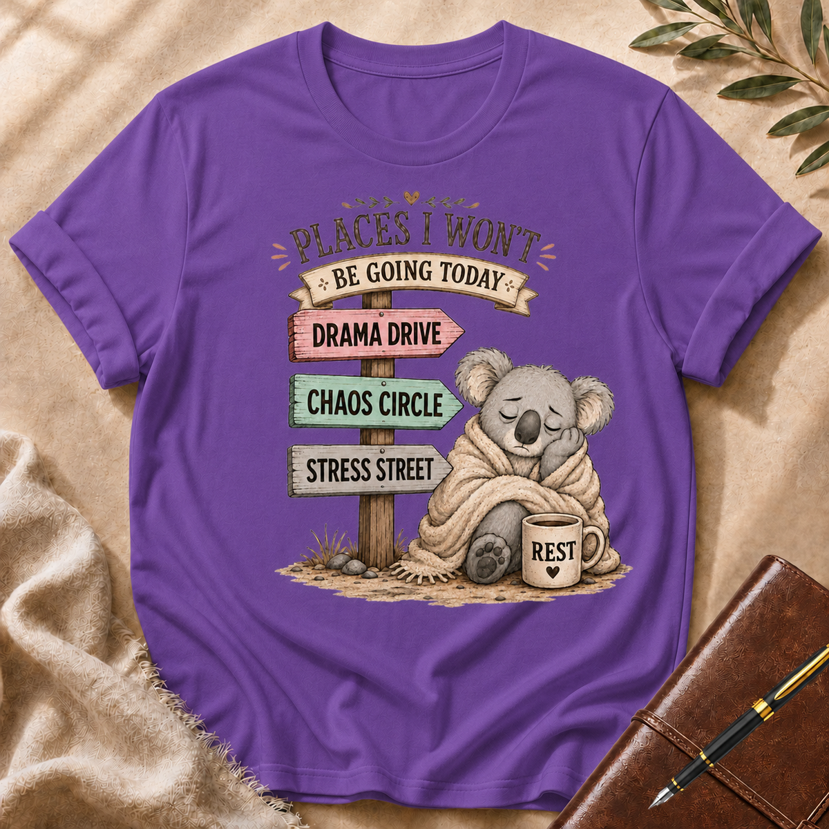 Places I Won’t Go Today — Drama Drive Black Accent T-Shirt