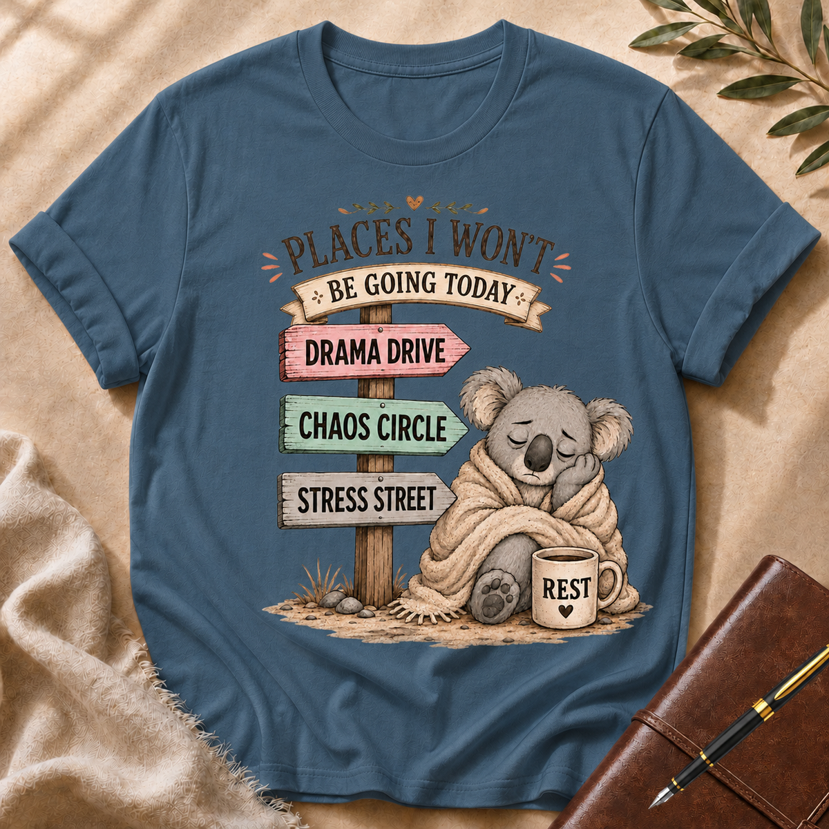 Places I Won’t Go Today — Drama Drive Black Accent T-Shirt