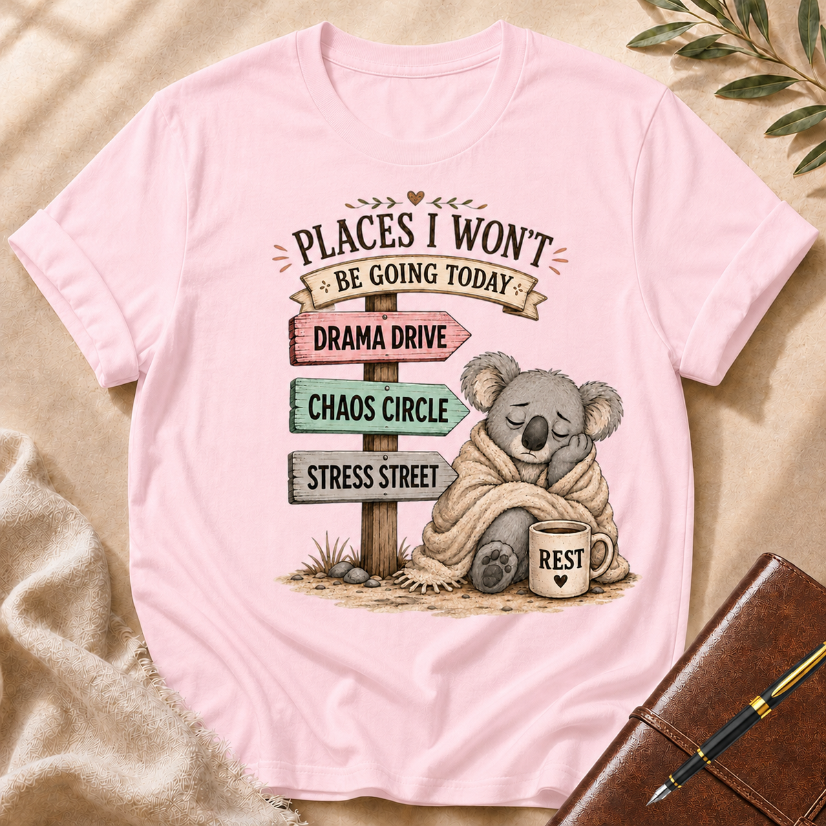 Places I Won’t Go Today — Drama Drive Black Accent T-Shirt