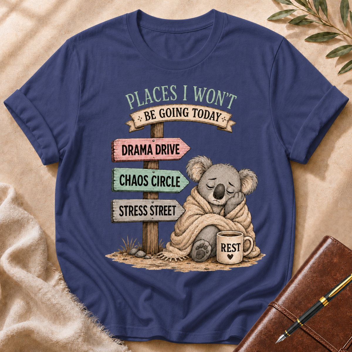 Places I Won’t Go Today — Drama Drive Light Green Accent T-Shirt