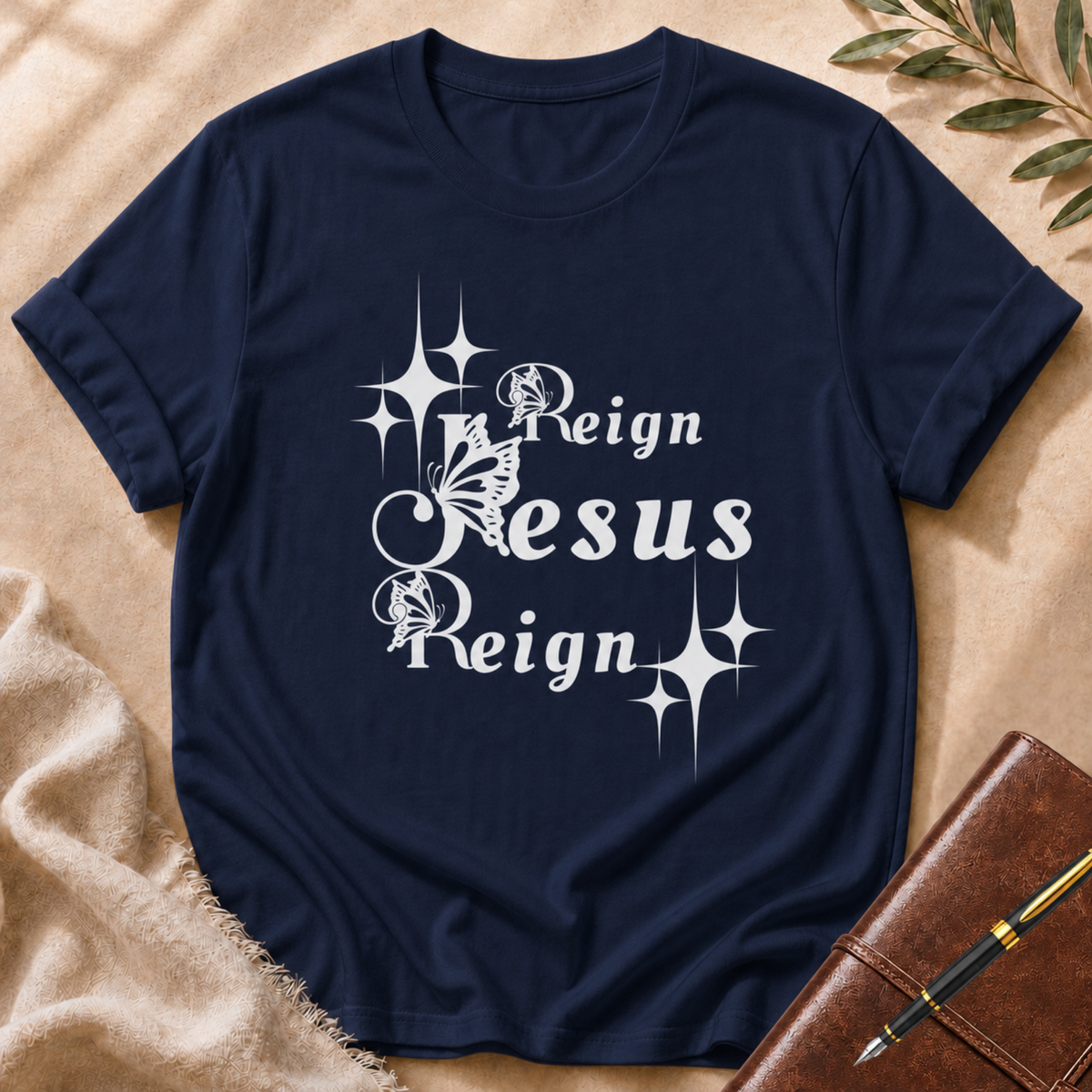 Reign Jesus, Reign White Accent T-Shirt