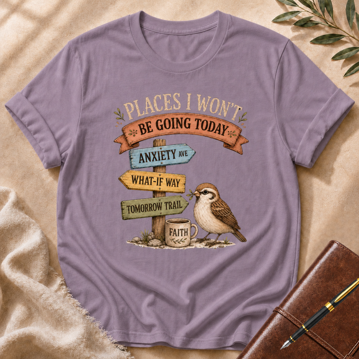 Places I Won’t Go Today — Anxiety Ave Gray Orange Accent T-Shirt