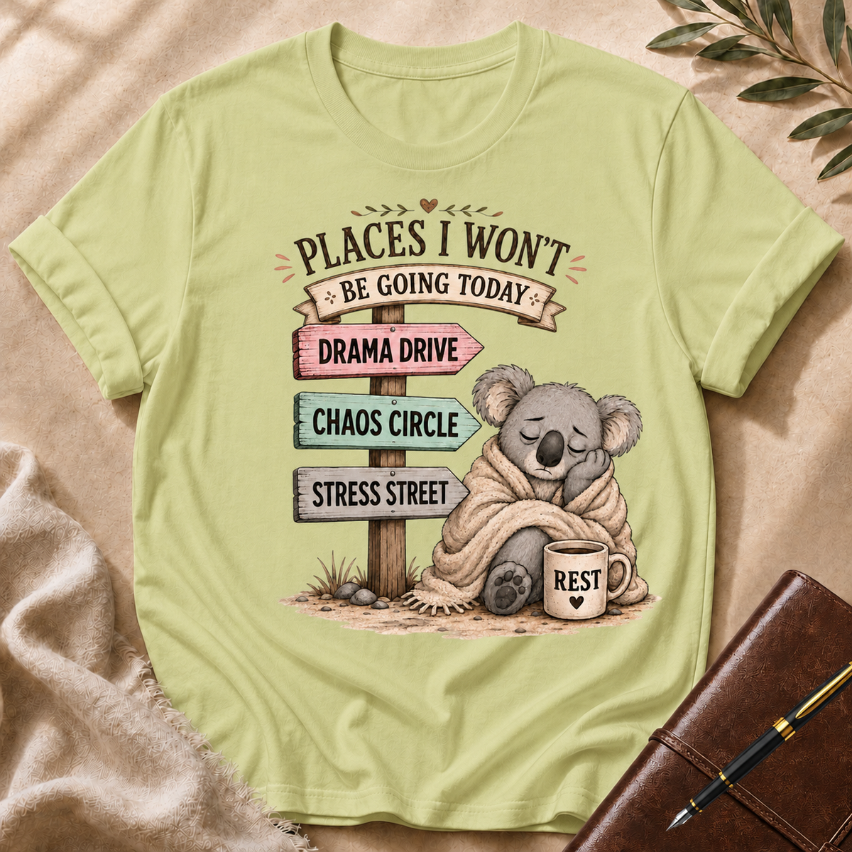 Places I Won’t Go Today — Drama Drive Black Accent T-Shirt