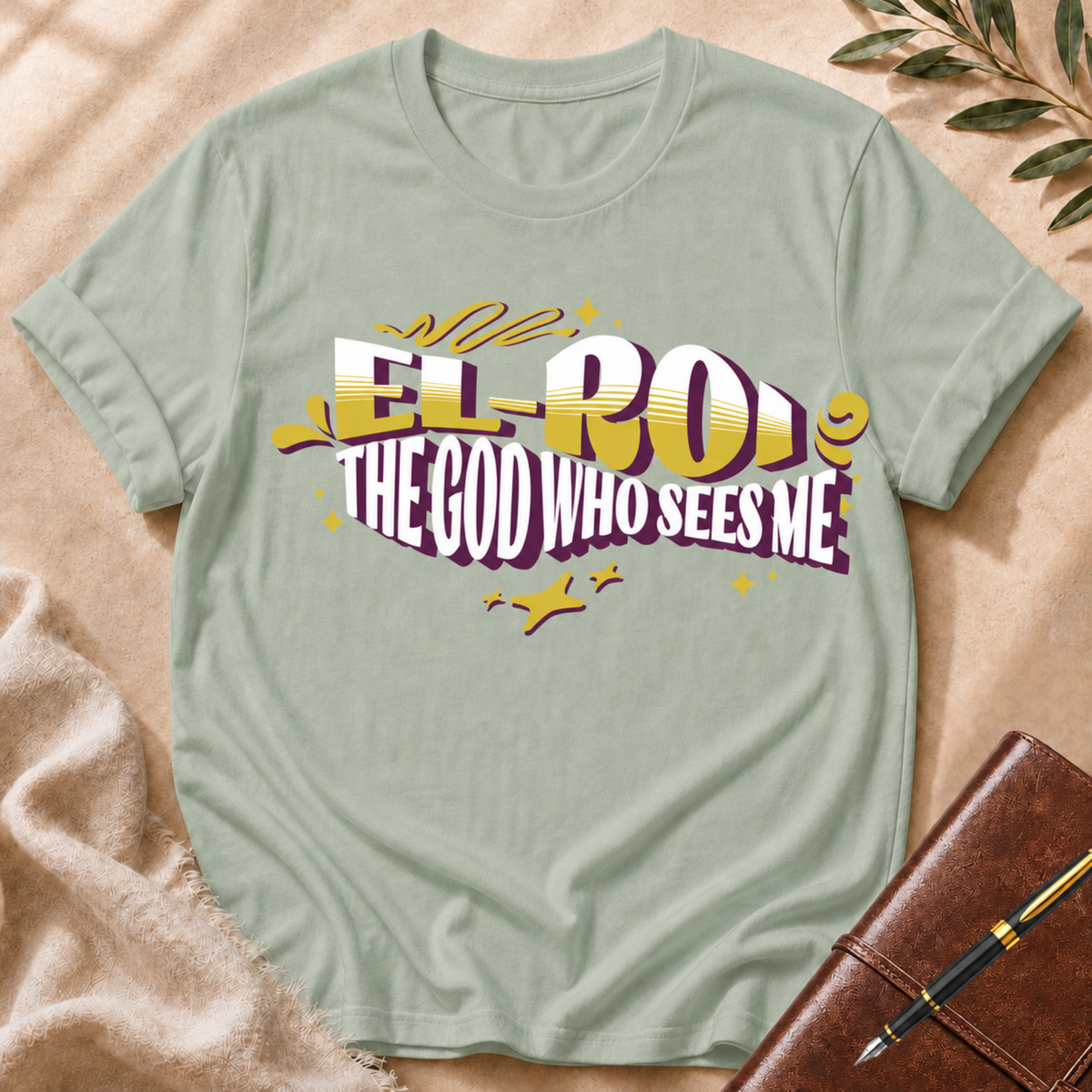 El-Roi - The God Who Sees Me Gray Yellow Accent T-Shirt