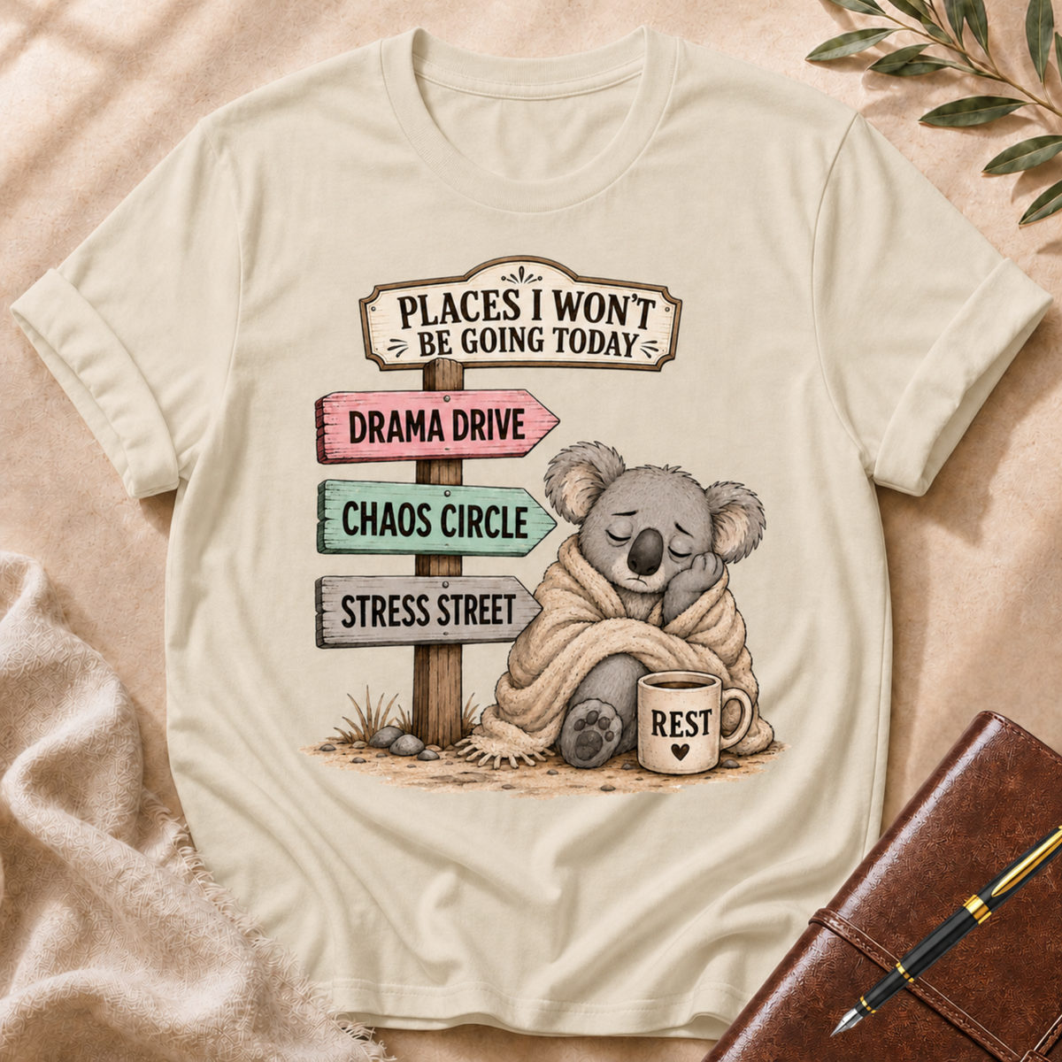 Places I Won’t Go Today — Drama Drive Wide Board Version T-Shirt