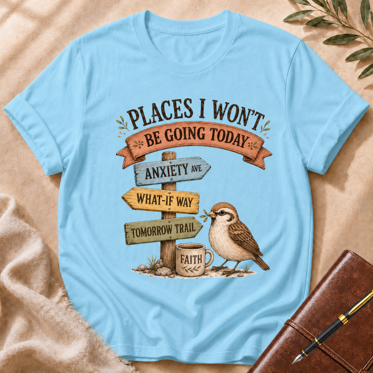 Places I Won't Go Today - Anxiety Ave Black Accent T-Shirt