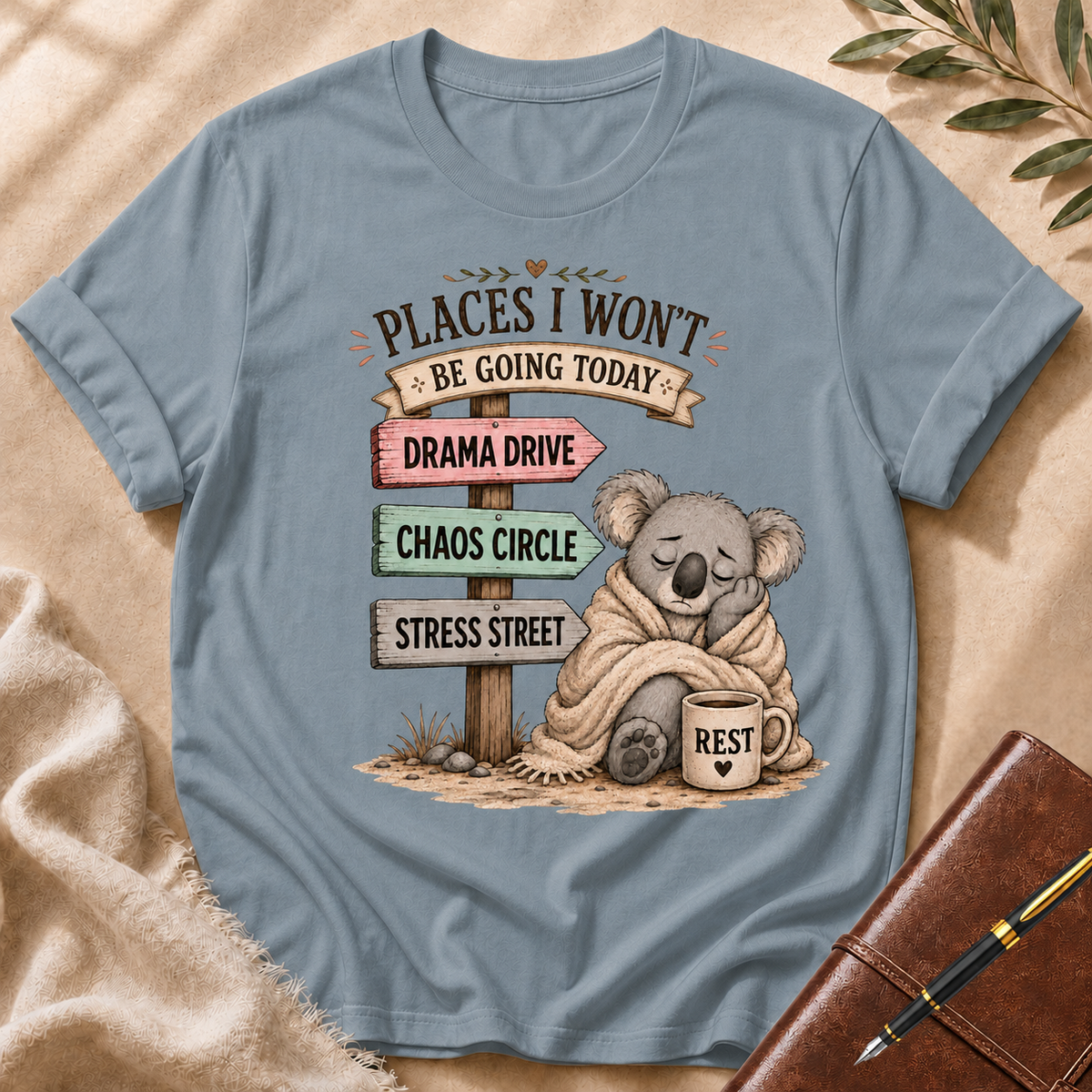 Places I Won’t Go Today — Drama Drive Black Accent T-Shirt